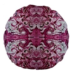 Pink Marbling Symmetry Large 18  Premium Flano Round Cushions by kaleidomarblingart