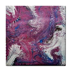 Violet Feathers Tile Coaster by kaleidomarblingart