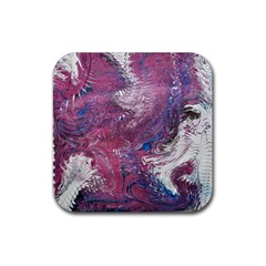 Violet Feathers Rubber Coaster (square)  by kaleidomarblingart