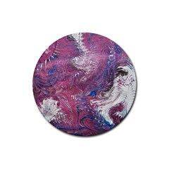 Violet Feathers Rubber Coaster (round)  by kaleidomarblingart