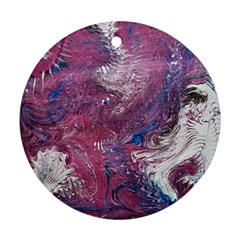 Violet Feathers Round Ornament (two Sides) by kaleidomarblingart