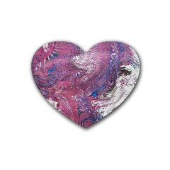 Violet Feathers Rubber Coaster (heart)  by kaleidomarblingart