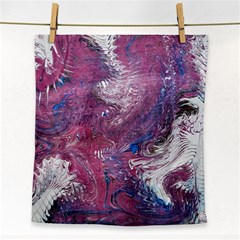 Violet Feathers Face Towel by kaleidomarblingart