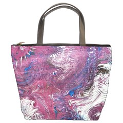 Violet Feathers Bucket Bag by kaleidomarblingart