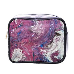 Violet Feathers Mini Toiletries Bag (one Side) by kaleidomarblingart