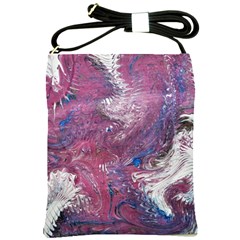 Violet Feathers Shoulder Sling Bag by kaleidomarblingart