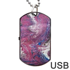 Violet Feathers Dog Tag Usb Flash (two Sides) by kaleidomarblingart