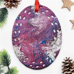 Violet Feathers Oval Filigree Ornament (two Sides) by kaleidomarblingart