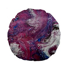 Violet Feathers Standard 15  Premium Round Cushions by kaleidomarblingart