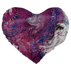 Violet Feathers Large 19  Premium Heart Shape Cushions by kaleidomarblingart