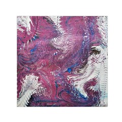 Violet Feathers Small Satin Scarf (square) by kaleidomarblingart