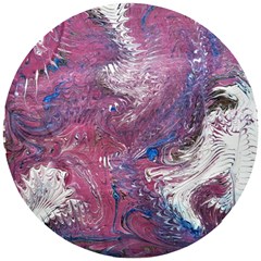 Violet Feathers Wooden Puzzle Round by kaleidomarblingart