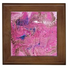 Pink Feathers Framed Tile by kaleidomarblingart