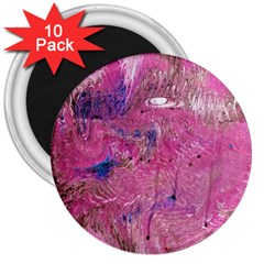 Pink Feathers 3  Magnets (10 Pack)  by kaleidomarblingart