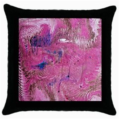 Pink Feathers Throw Pillow Case (black) by kaleidomarblingart