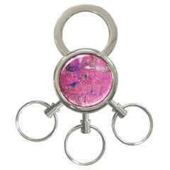 Pink Feathers 3-ring Key Chain by kaleidomarblingart