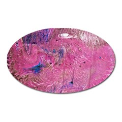 Pink Feathers Oval Magnet by kaleidomarblingart