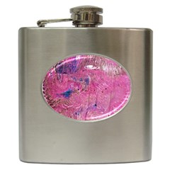 Pink Feathers Hip Flask (6 Oz) by kaleidomarblingart