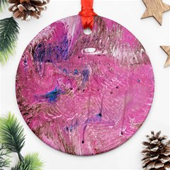 Pink Feathers Round Ornament (two Sides)