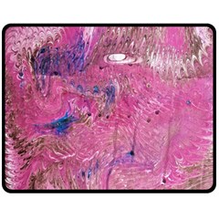 Pink Feathers Fleece Blanket (medium)  by kaleidomarblingart