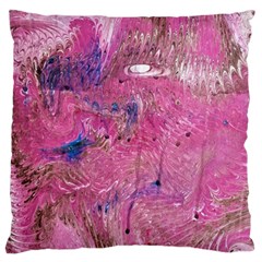 Pink Feathers Large Cushion Case (two Sides) by kaleidomarblingart