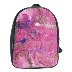 Pink Feathers School Bag (xl) by kaleidomarblingart