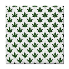 Weed At White, Ganja Leafs Pattern, 420 Hemp Regular Theme Tile Coaster by Casemiro