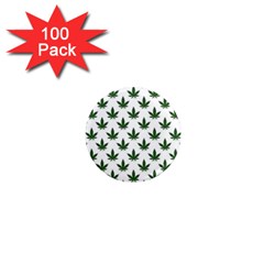 Weed At White, Ganja Leafs Pattern, 420 Hemp Regular Theme 1  Mini Magnets (100 Pack)  by Casemiro