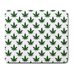 Weed At White, Ganja Leafs Pattern, 420 Hemp Regular Theme Large Mousepads by Casemiro