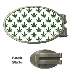 Weed At White, Ganja Leafs Pattern, 420 Hemp Regular Theme Money Clips (oval)  by Casemiro