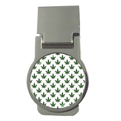 Weed At White, Ganja Leafs Pattern, 420 Hemp Regular Theme Money Clips (round)  by Casemiro