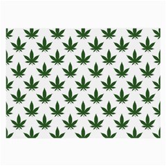 Weed At White, Ganja Leafs Pattern, 420 Hemp Regular Theme Large Glasses Cloth by Casemiro