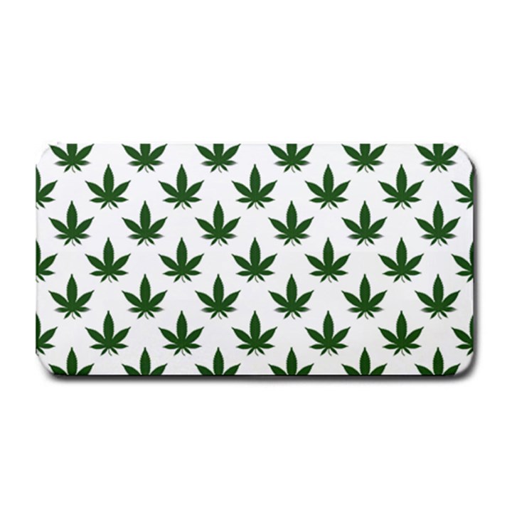 Weed at white, ganja leafs pattern, 420 hemp regular theme Medium Bar Mats