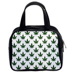 Weed at white, ganja leafs pattern, 420 hemp regular theme Classic Handbag (Two Sides) Front