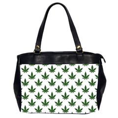 Weed At White, Ganja Leafs Pattern, 420 Hemp Regular Theme Oversize Office Handbag (2 Sides) by Casemiro