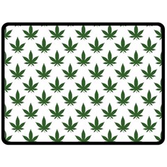 Weed At White, Ganja Leafs Pattern, 420 Hemp Regular Theme Fleece Blanket (large)  by Casemiro