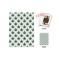 Weed At White, Ganja Leafs Pattern, 420 Hemp Regular Theme Playing Cards Single Design (mini) by Casemiro