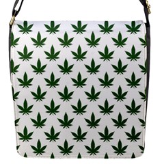 Weed At White, Ganja Leafs Pattern, 420 Hemp Regular Theme Flap Closure Messenger Bag (s) by Casemiro