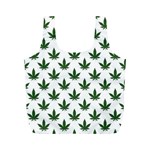 Weed at white, ganja leafs pattern, 420 hemp regular theme Full Print Recycle Bag (M) Front