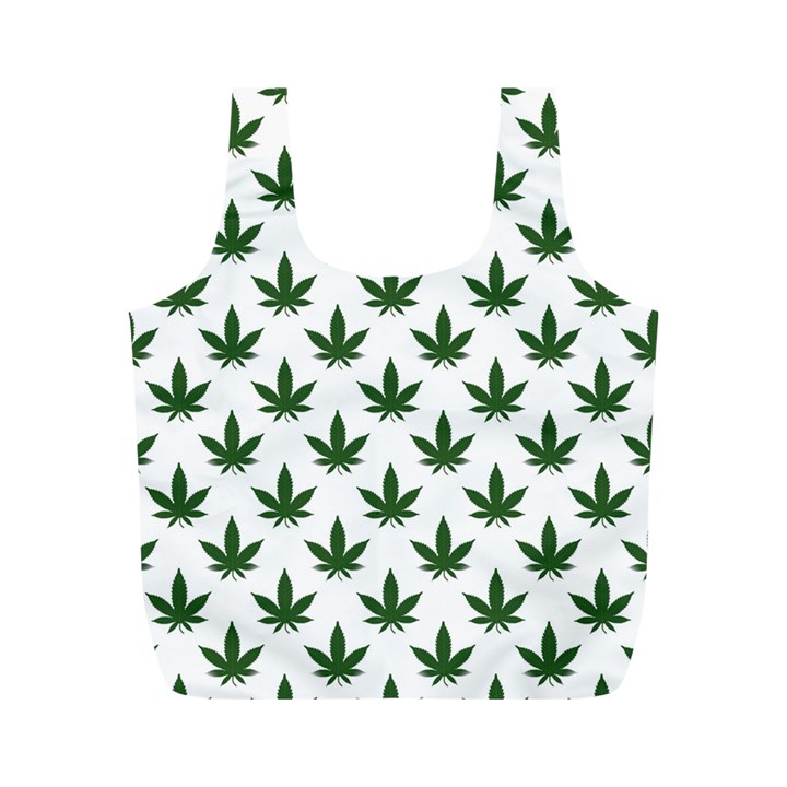 Weed at white, ganja leafs pattern, 420 hemp regular theme Full Print Recycle Bag (M)