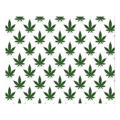 Weed At White, Ganja Leafs Pattern, 420 Hemp Regular Theme Double Sided Flano Blanket (large)  by Casemiro