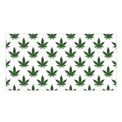 Weed At White, Ganja Leafs Pattern, 420 Hemp Regular Theme Satin Shawl by Casemiro