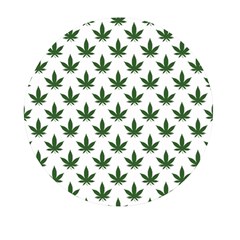 Weed At White, Ganja Leafs Pattern, 420 Hemp Regular Theme Mini Round Pill Box by Casemiro