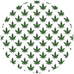 Weed At White, Ganja Leafs Pattern, 420 Hemp Regular Theme Wooden Puzzle Round by Casemiro