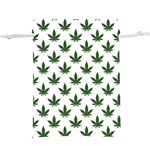 Weed at white, ganja leafs pattern, 420 hemp regular theme  Lightweight Drawstring Pouch (XL) Front