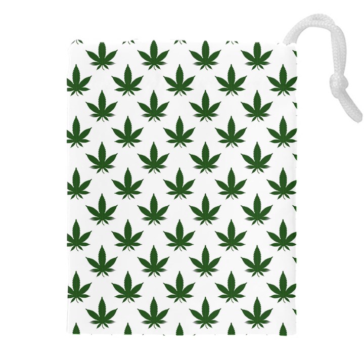 Weed at white, ganja leafs pattern, 420 hemp regular theme Drawstring Pouch (5XL)