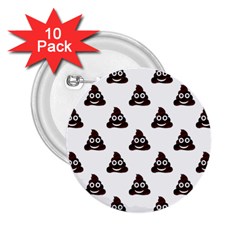 Happy Poo Pattern, Funny Emoji, Emoticon Theme, Vector 2 25  Buttons (10 Pack)  by Casemiro