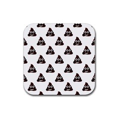 Happy Poo Pattern, Funny Emoji, Emoticon Theme, Vector Rubber Coaster (square)  by Casemiro