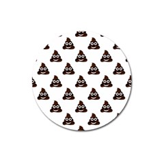 Happy Poo Pattern, Funny Emoji, Emoticon Theme, Vector Magnet 3  (round) by Casemiro