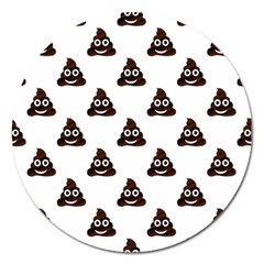 Happy Poo Pattern, Funny Emoji, Emoticon Theme, Vector Magnet 5  (round) by Casemiro